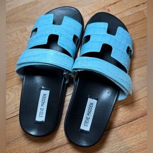 Steve Madden Light Blue Croc Slide Sandals